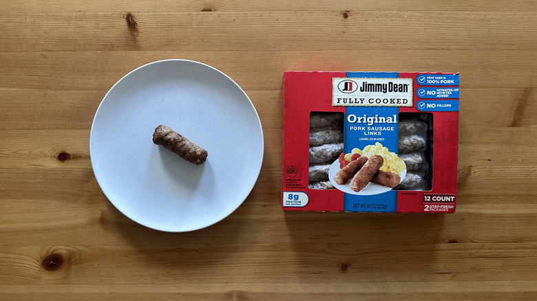 Jimmy Dean Original Pork Sausage Links on wooden table