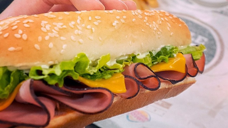 The Burger King Yumbo with ham, cheese, and lettuce