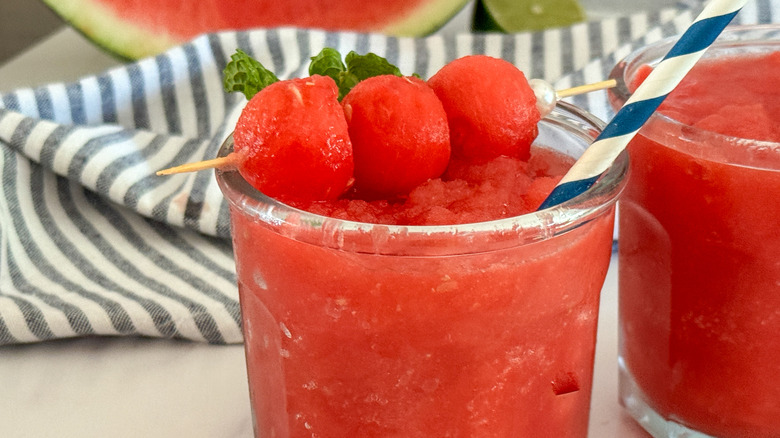 slushie with watermelon balls