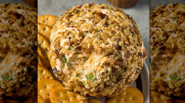 cream cheese ball with crackers