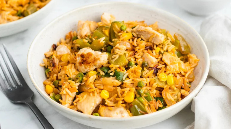 Chicken Fried Rice in white bowl