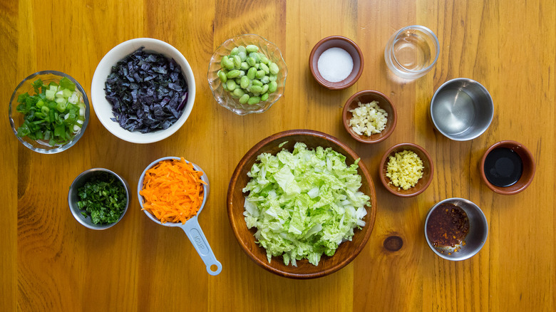 spicy coleslaw ingredients on table