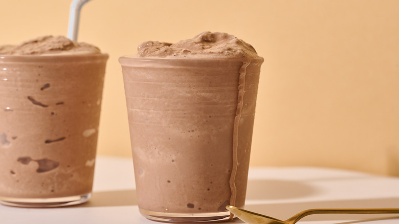 chocolate frosty on a table