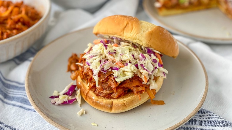 jackfruit bbq sandwich on plate