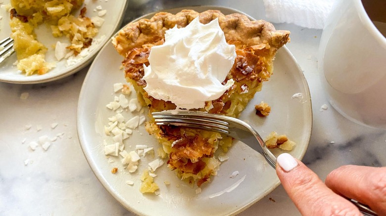 slice of coconut custard pie