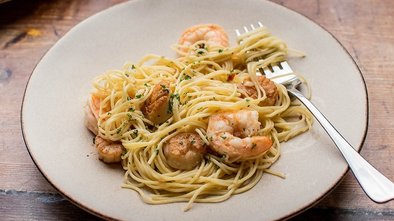shrimp scampi on plate