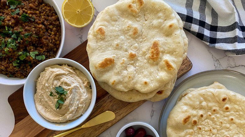 pita bread with lentils