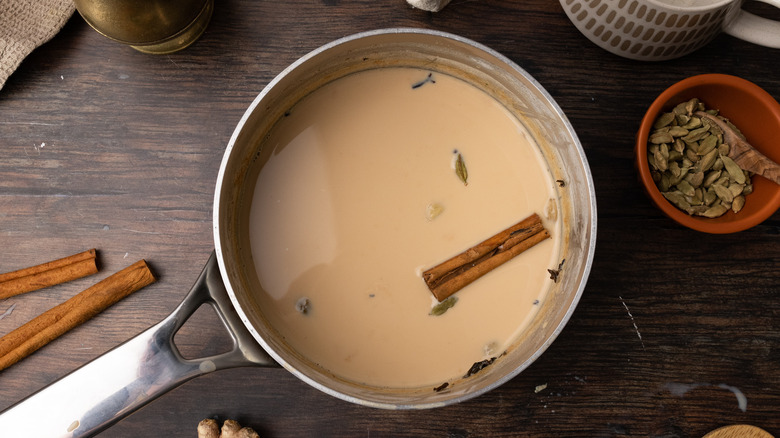 chai in a saucepan 