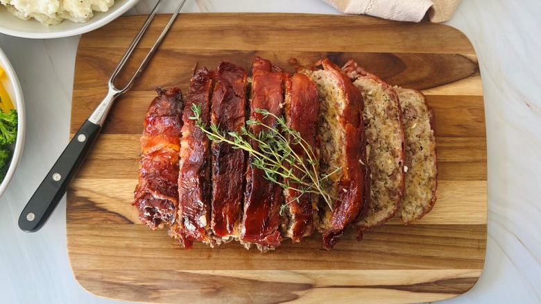 meatloaf with herb garnish