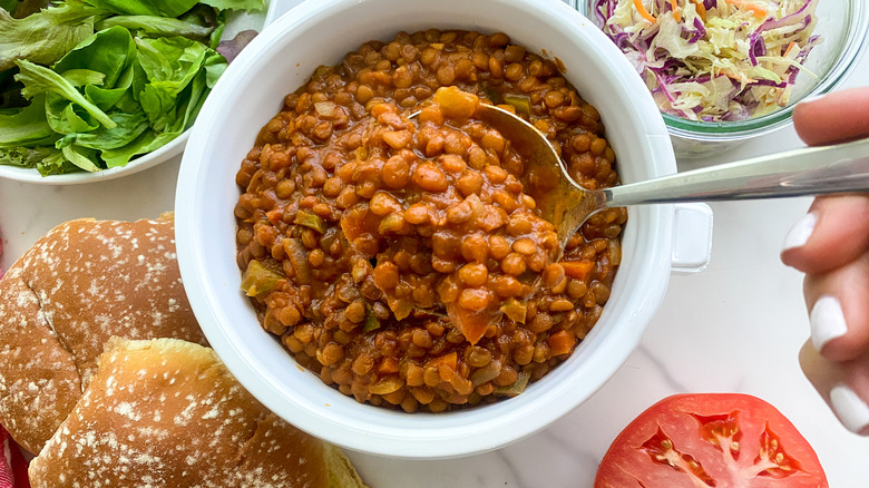 bowl of lentil sloppy Joes