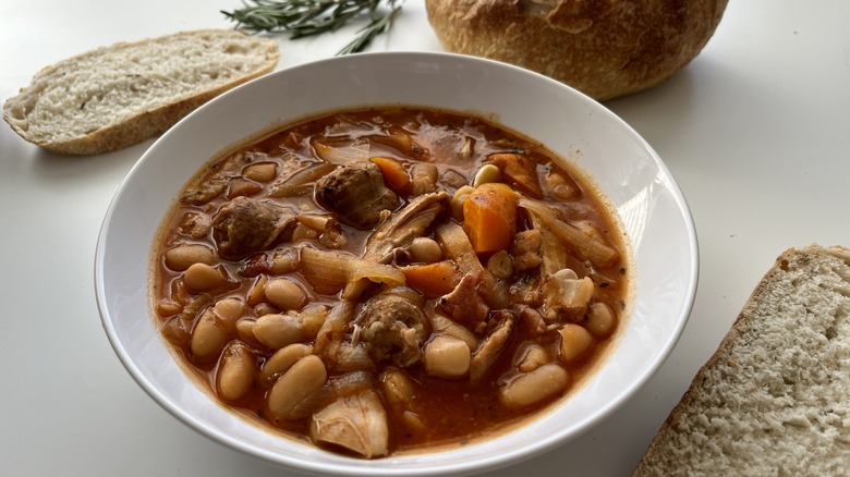 sausage chicken cassoulet in bowl