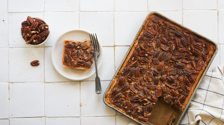 Tray of bourbon pecan pie