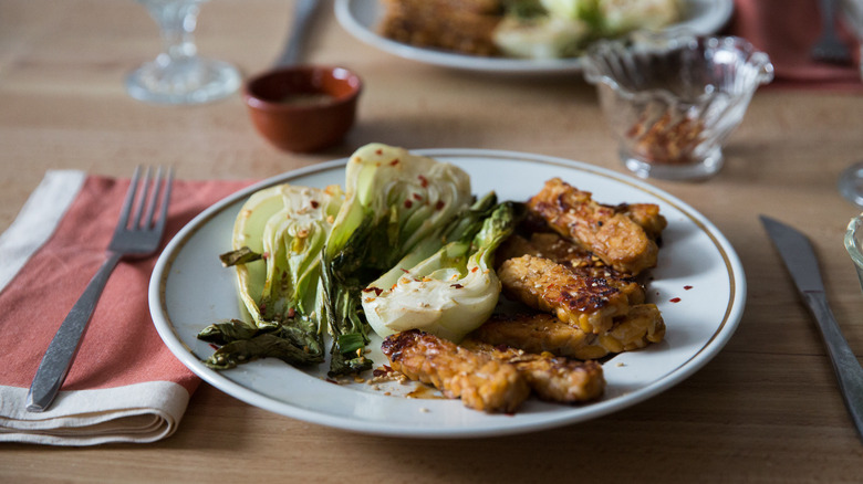 bok choy and tempeh dish