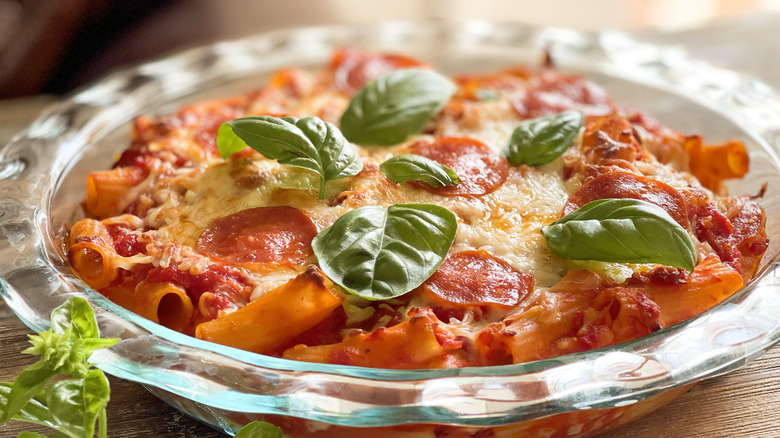 pasta casserole with basil