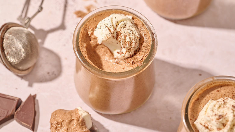 chocolate mousse in glass jar