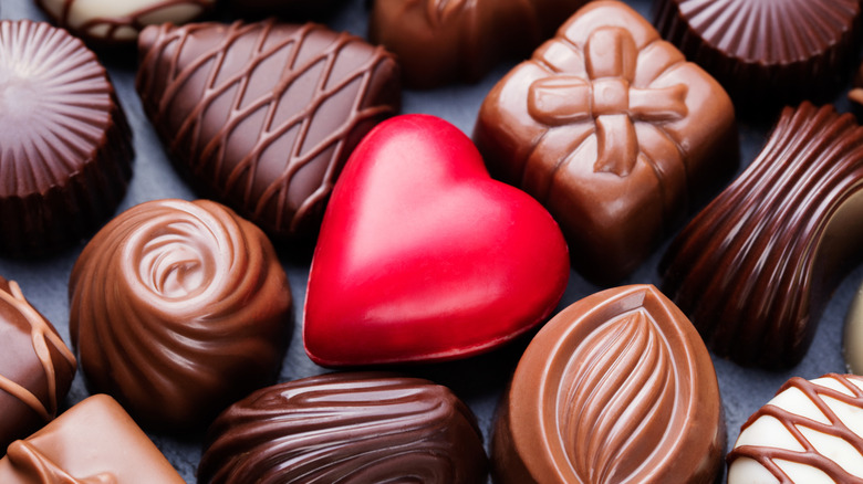 Assortment of Valentine's Day chocolates