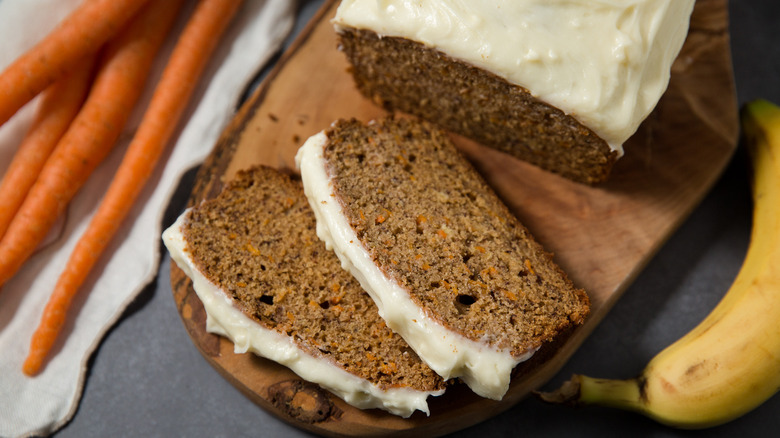carrot banana bread on board
