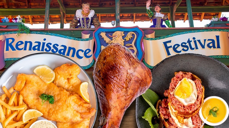 Collage of foods typically found at a Renaissance faire