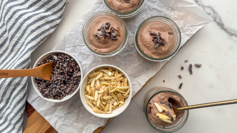 chocolate mousse and toppings