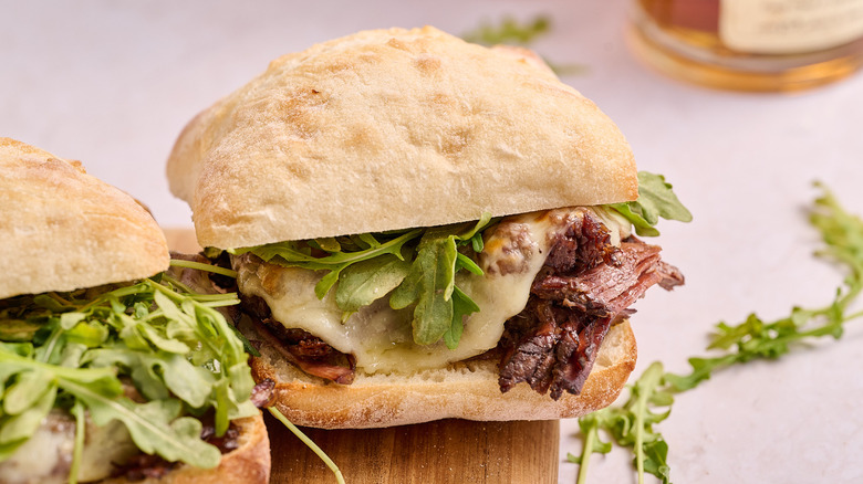 Roast beef sandwich on table