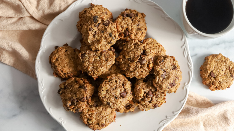 a stack of breakfast cookies on a plate
