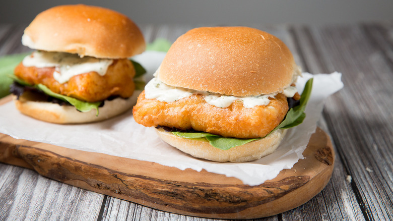 fried fish sandwiches on table
