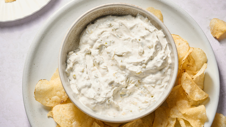 green onion dip in a bowl