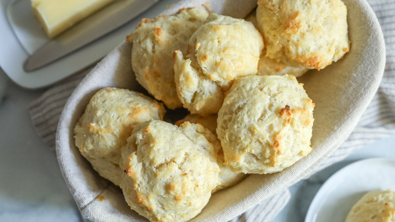 Drop biscuits in serving basket