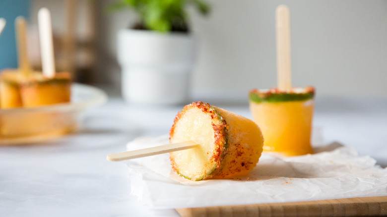 margarita popsicles arranged on table