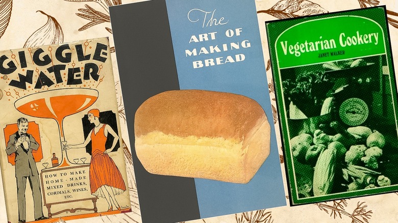 Composite image of three vintage cookbooks: 