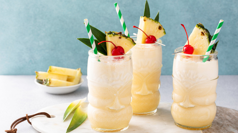 Three glasses of pina colada