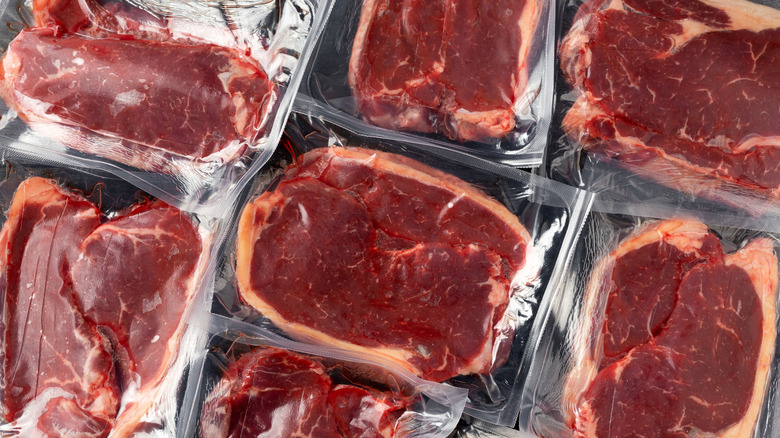 vacuum sealed beef steaks