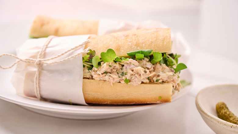 tuna salad sandwich on a plate