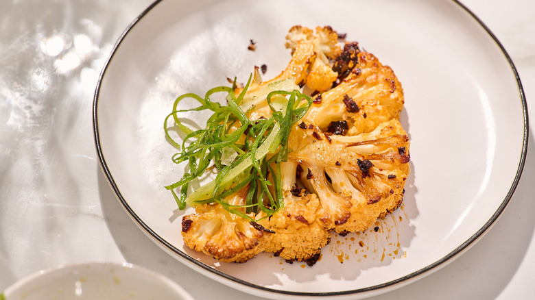 cauliflower steak on a plate