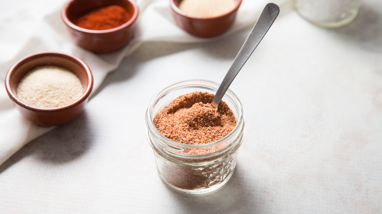 French fry seasoning blend in small mason jar