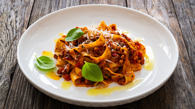 pasta Bolognese on plate