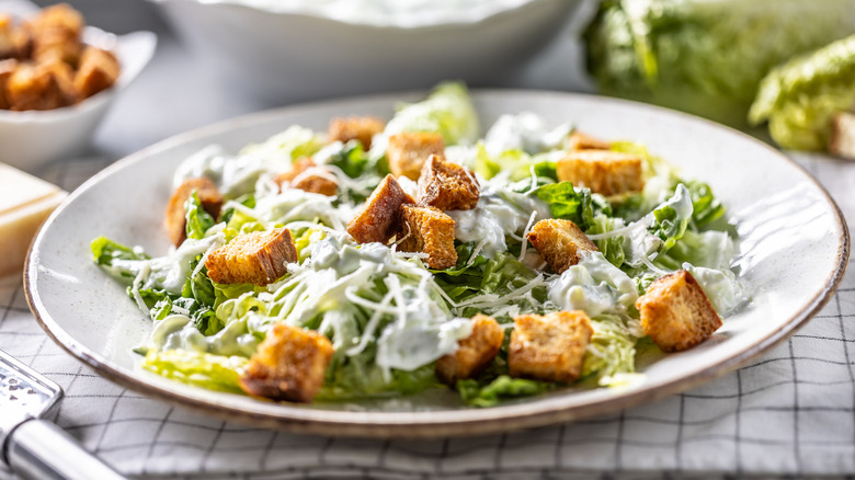 Caesar salad on a plate