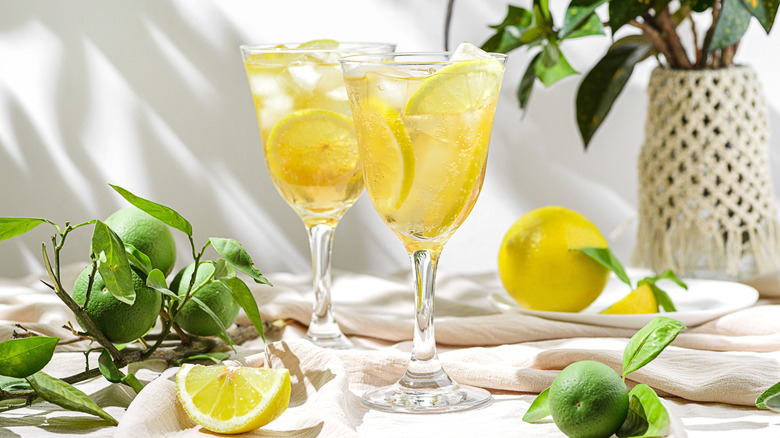 Lemon wine in glasses