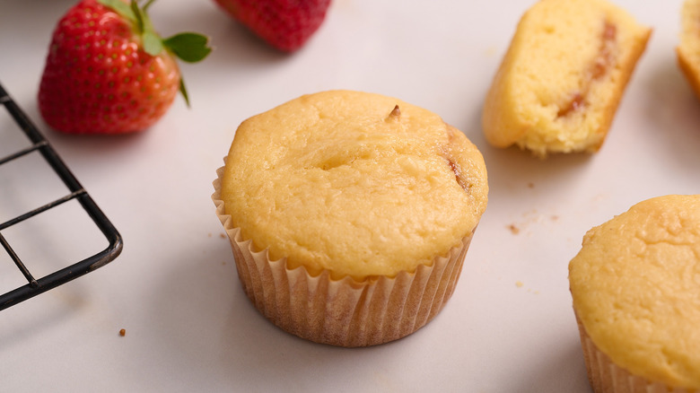 strawberry muffin on a table