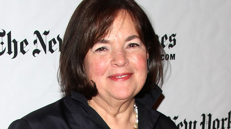 Ina Garten in a black blouse at a New York Times event