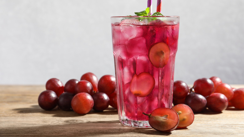 grape soda served over ice