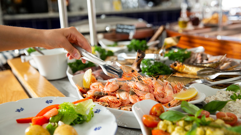 shrimp at dinner party on table