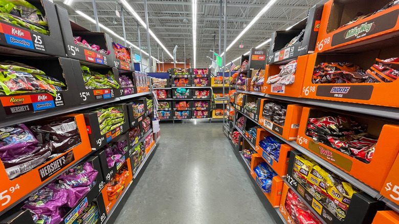 store aisle with halloween candy