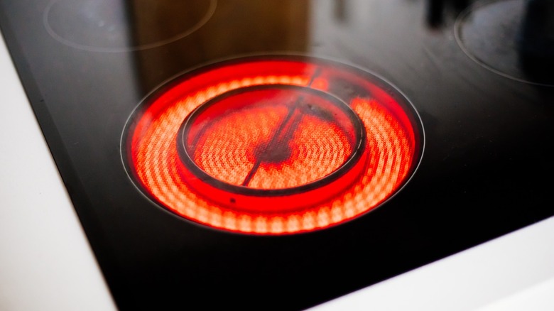 a red hot burner in a glass stovetop