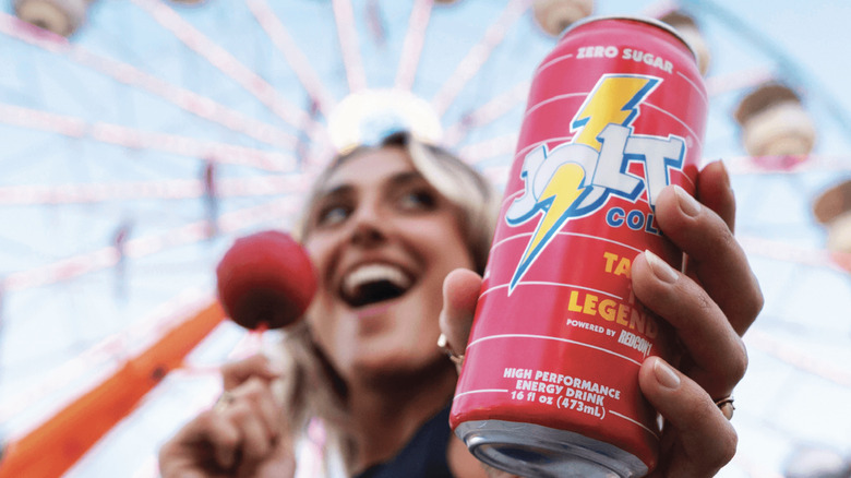 person drinks jolt zero sugar cola