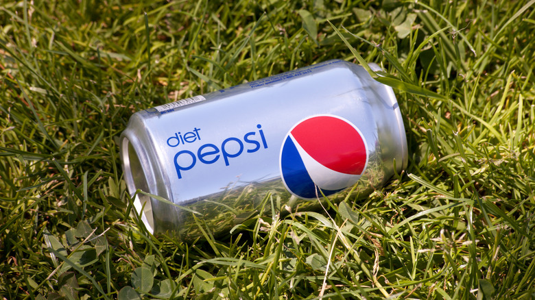 can of Diet Pepsi in grass