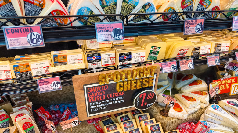 assorted cheeses at Trader Joe's store
