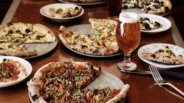 spread of dishes at restaurant