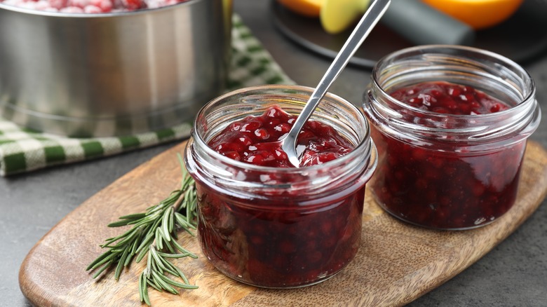 Jar of leftover cranberry sauce