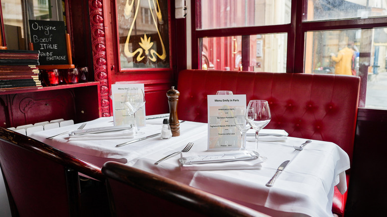 menu in fancy french restaurant